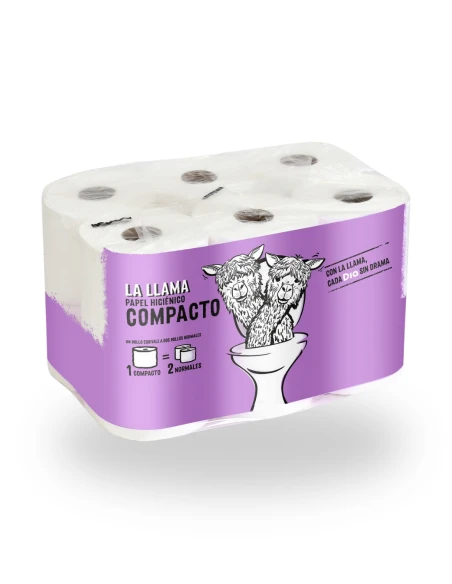 Papel Higienico Compacto Doble Rollo LA LLAMA 12 uds